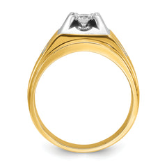 14k Two-tone Men's Polished and Satin Complete Lab Grown VS/SI FG - Sophia Jewelers