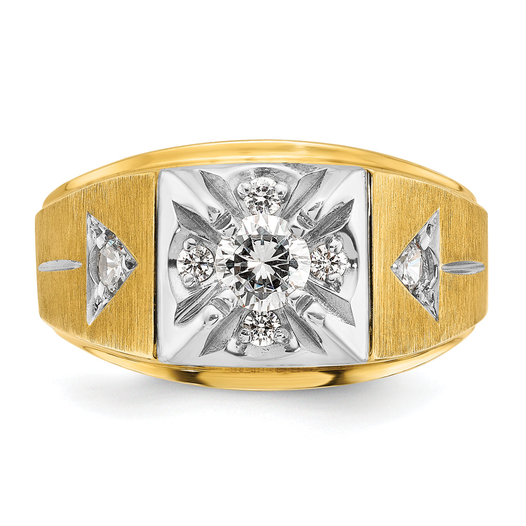 14k Two-tone Mens Polished and Satin Diamond Ring Mounting, Mounting Only - Sophia Jewelers