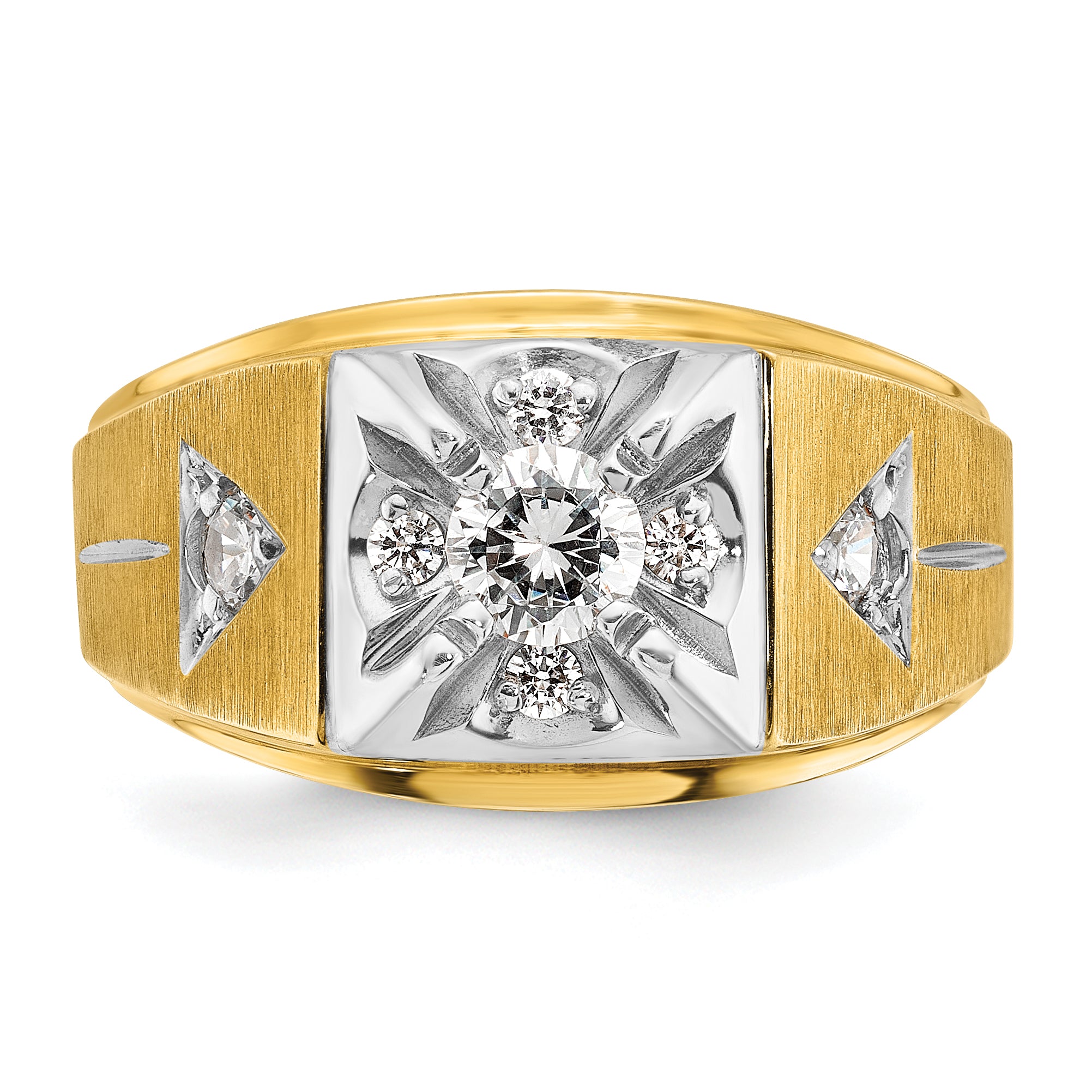 14k Two-tone Mens Polished and Satin Diamond Ring Mounting, Mounting Only - Sophia Jewelers