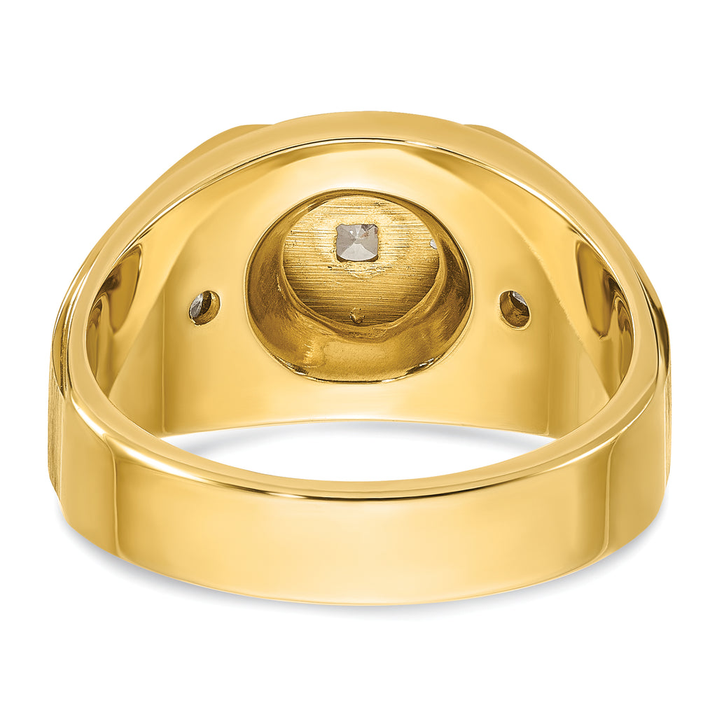 14k Two-tone Mens Polished and Satin 3/4 carat Diamond Complete Ring - Sophia Jewelers
