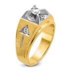 14k Two-tone Mens Polished and Satin 3/4 carat Diamond Complete Ring - Sophia Jewelers