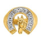14k YG with Rh Men's Satin Horseshoe Diamond Ring Mounting, Mounting Only - Sophia Jewelers