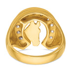 14k YG with Rh Men's Satin Horseshoe Diamond Ring Mounting, Mounting Only - Sophia Jewelers