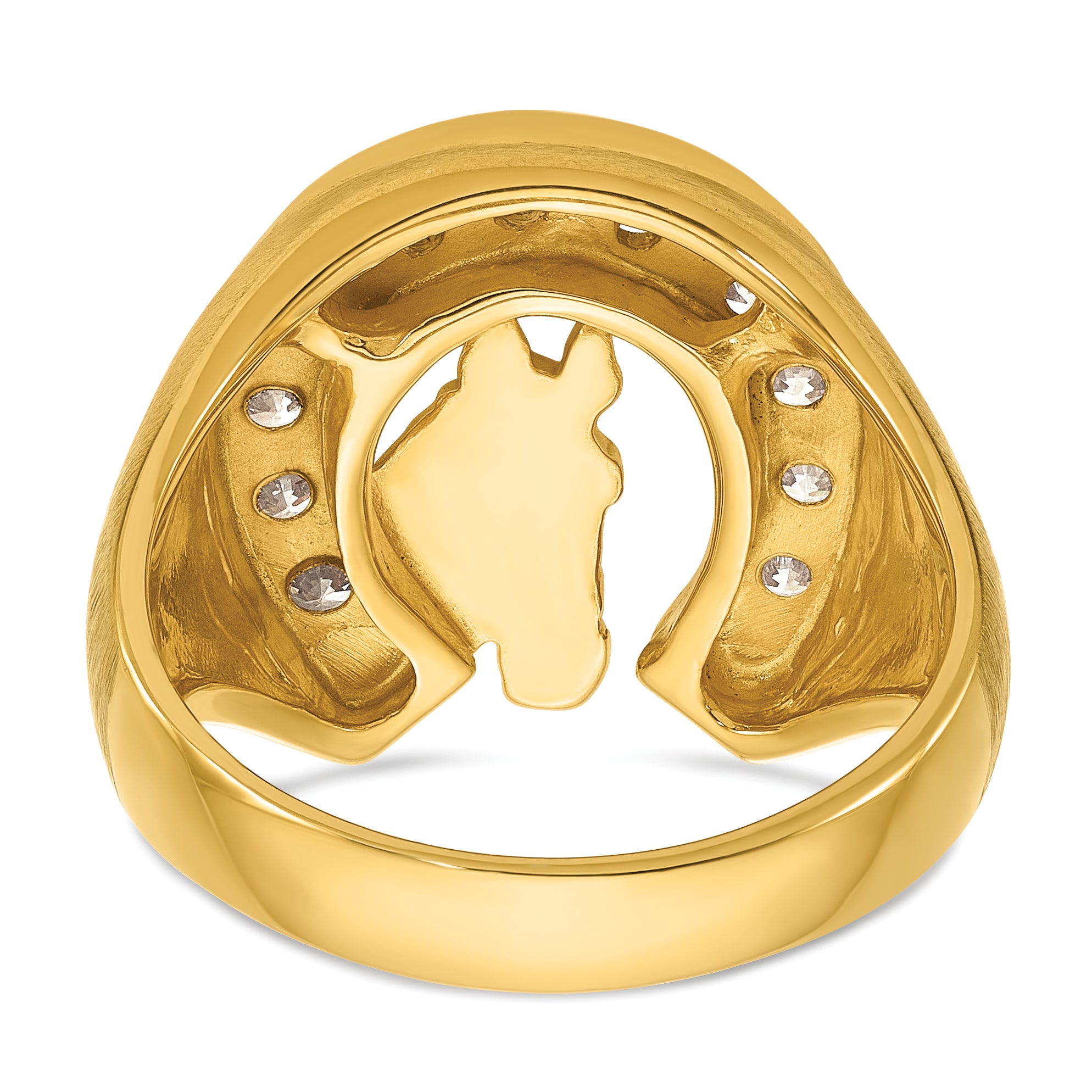 14k YG with Rh Men's Satin Horseshoe Diamond Ring Mounting, Mounting Only - Sophia Jewelers
