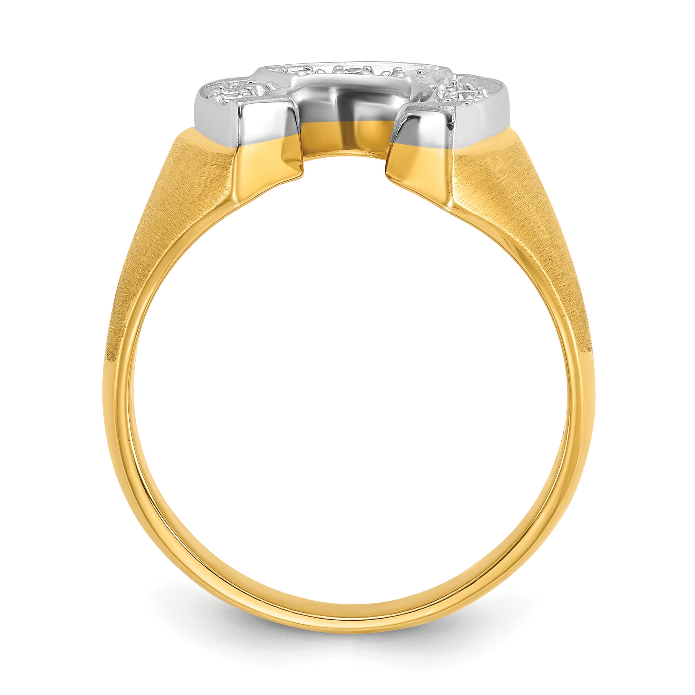 10k Two-tone Men's Satin Horseshoe Diamond Complete Ring Secondary image