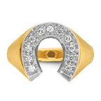 10k Two-tone Men's Satin Horseshoe Diamond Complete Ring