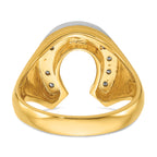 10k Two-tone Men's Satin Horseshoe Diamond Complete Ring