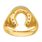 14k Two-tone Mens Satin Horseshoe Diamond Ring Mounting, Mounting Only - Sophia Jewelers