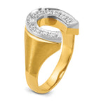 14k Two-tone Mens Satin Horseshoe 1/5 carat Diamond Complete Ring - Sophia Jewelers