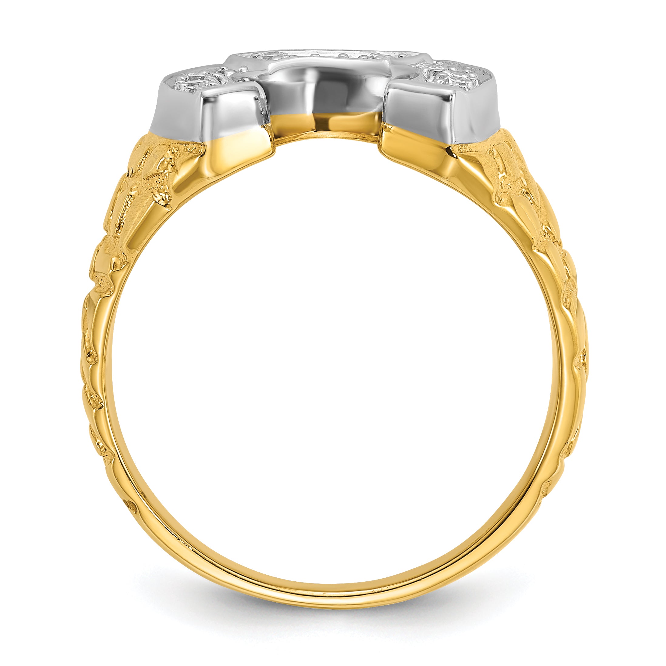 10k Two-tone Men's Horseshoe Diamond Complete Ring Secondary image