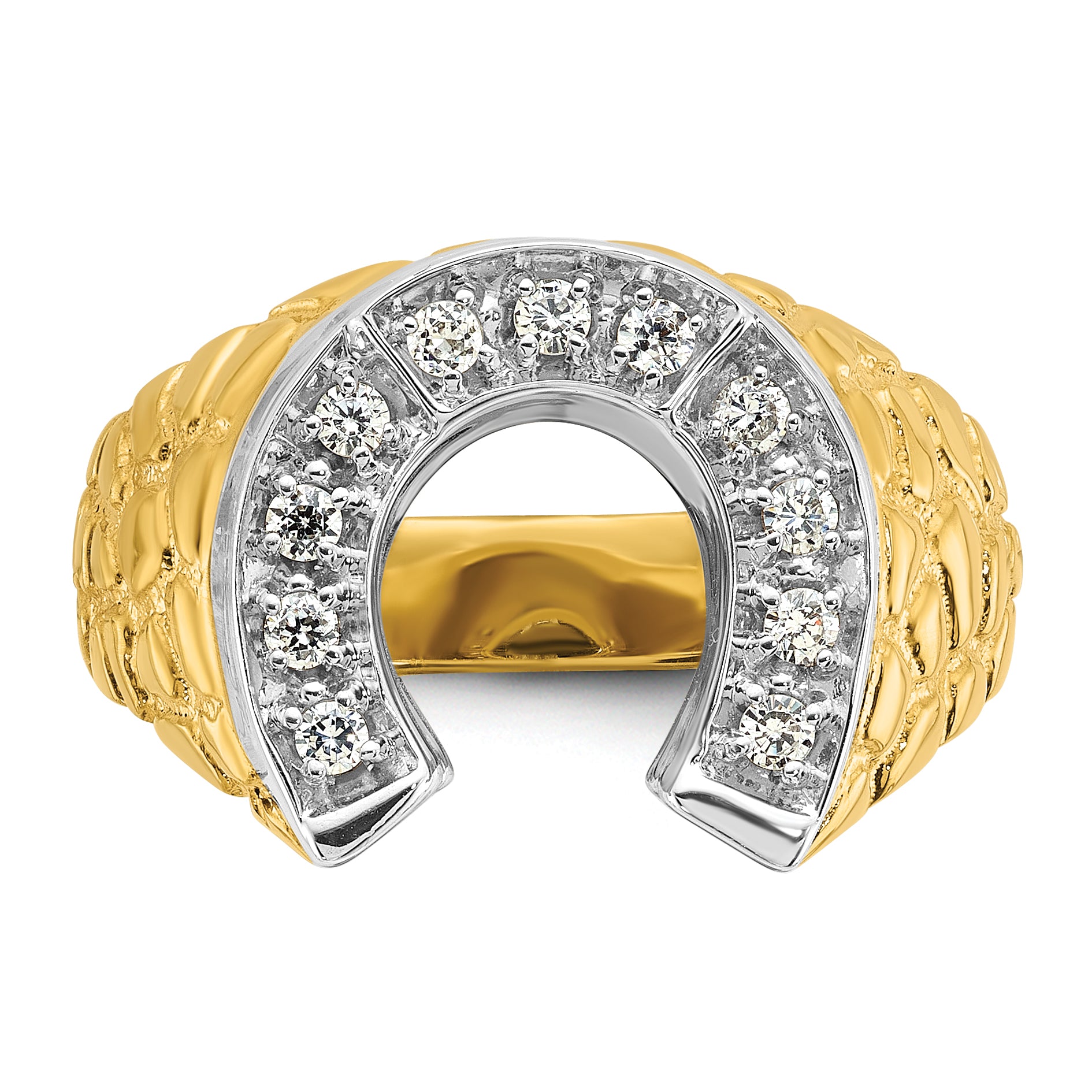 10k Two-tone Men's Horseshoe Diamond Complete Ring