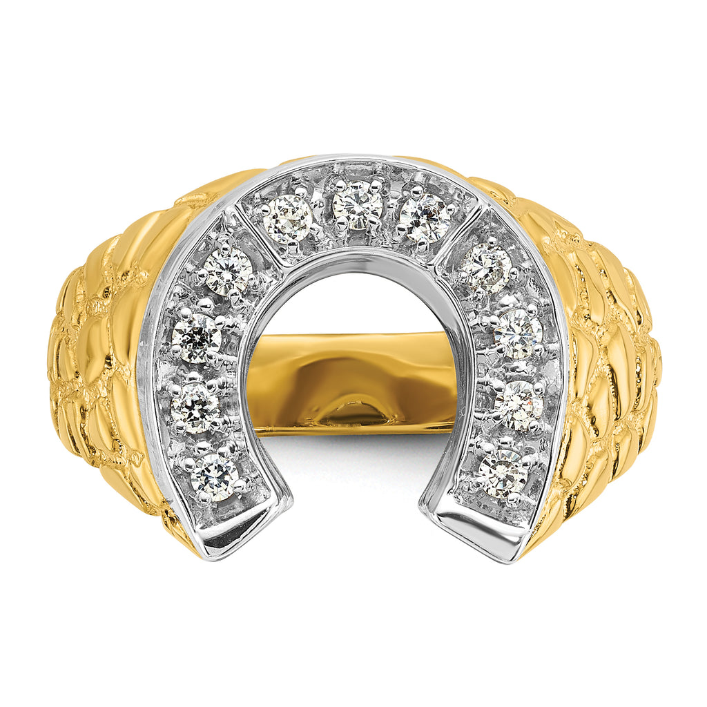 10k Two-tone Men's Horseshoe Diamond Complete Ring
