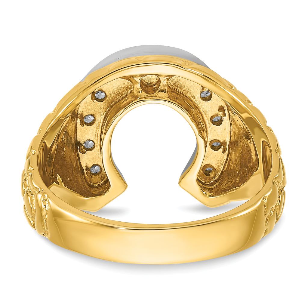 10k Two-tone Men's Horseshoe Diamond Complete Ring
