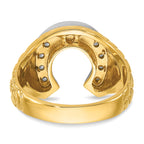 10k Two-tone Men's Horseshoe Diamond Complete Ring