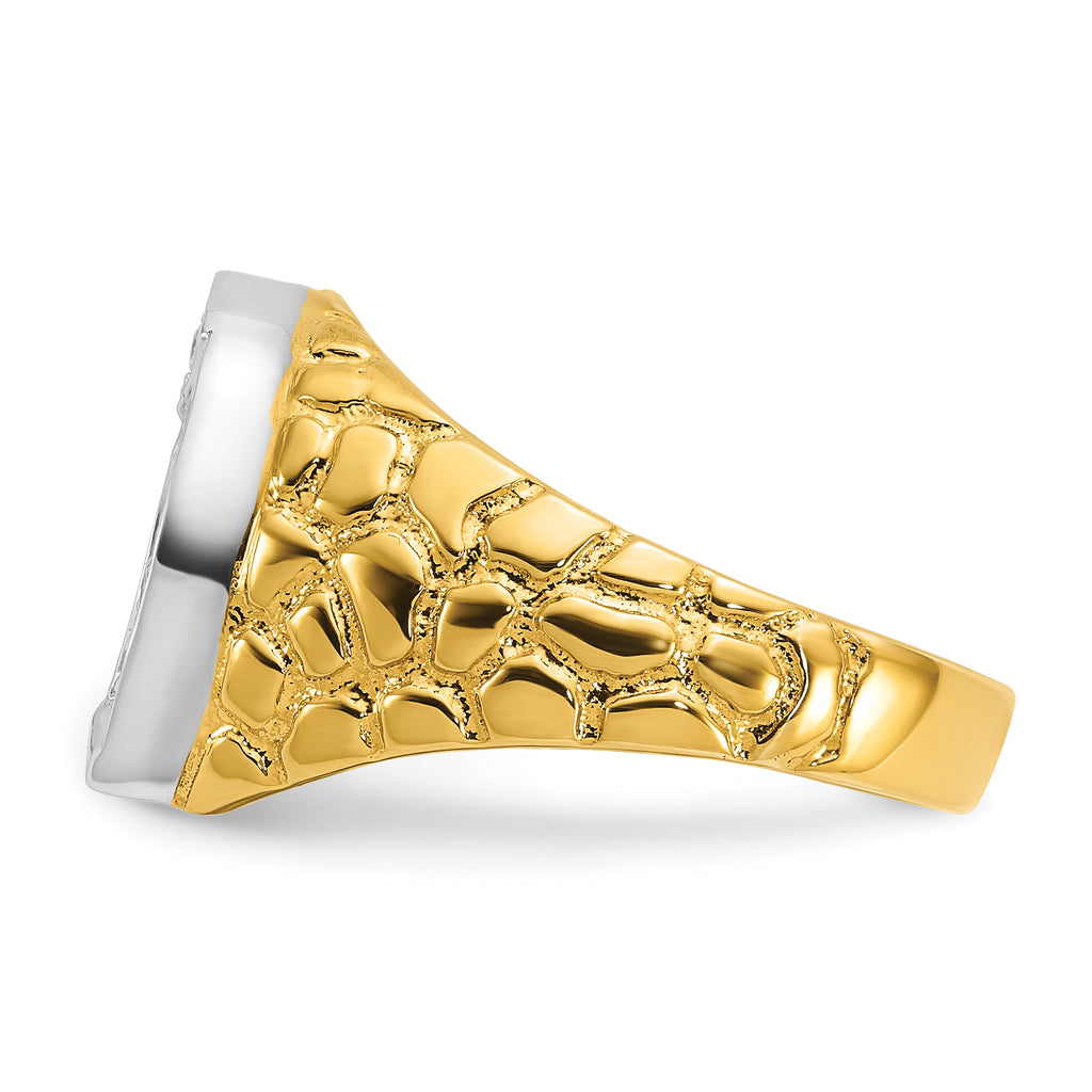 14k Two-tone Mens Horseshoe Diamond Ring Mounting, Mounting Only - Sophia Jewelers