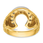 14k Two-tone Mens Horseshoe 1/5 carat Diamond Complete Ring - Sophia Jewelers