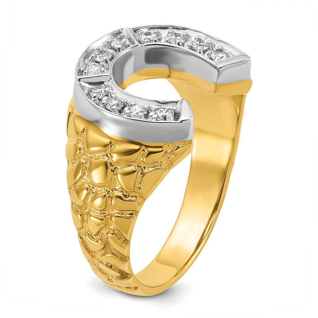 14k Two-tone Mens Horseshoe Diamond Ring Mounting, Mounting Only - Sophia Jewelers
