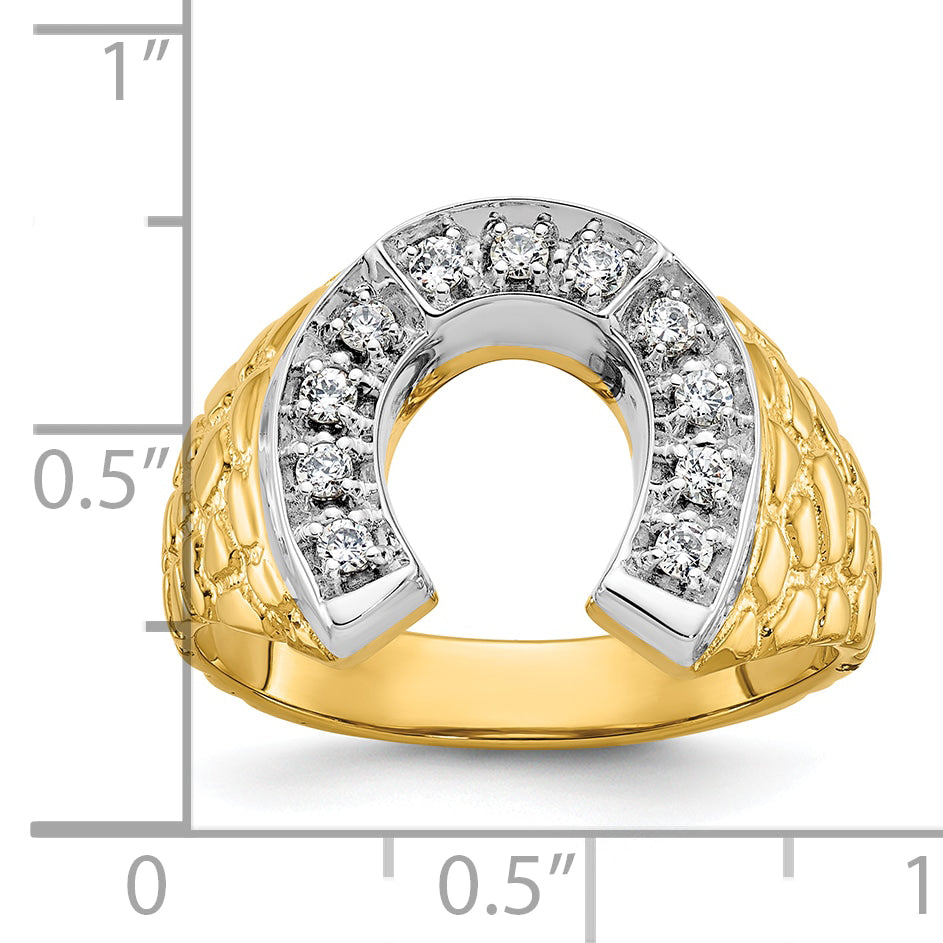 14k Two-tone Mens Horseshoe Diamond Ring Mounting, Mounting Only - Sophia Jewelers