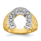 14k Two-tone Mens Horseshoe Diamond Ring Mounting, Mounting Only - Sophia Jewelers