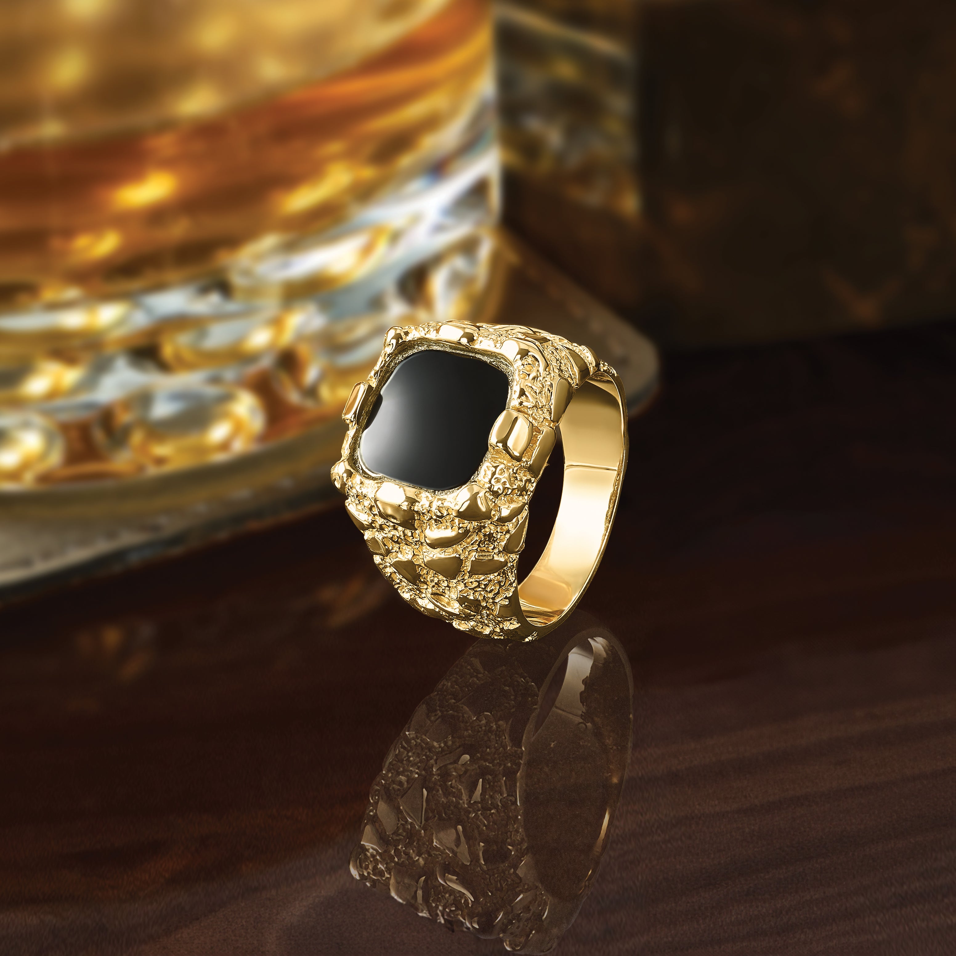10k Men's Onyx Nugget Complete Ring