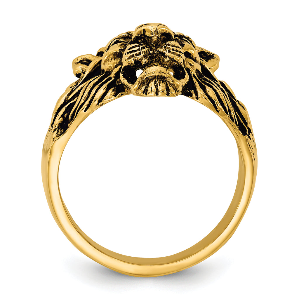 14k Mens Diamond and Ruby Antiqued Lion Ring Mounting, Mounting Only - Sophia Jewelers