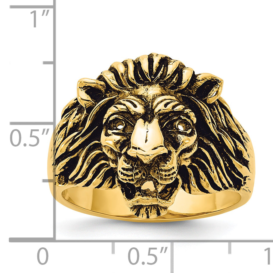 14k Mens Diamond and Ruby Antiqued Lion Ring Mounting, Mounting Only - Sophia Jewelers