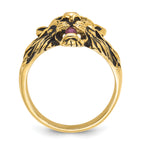 14k Mens 1/20 carat Diamond and Ruby Antiqued Lion Complete Ring - Sophia Jewelers
