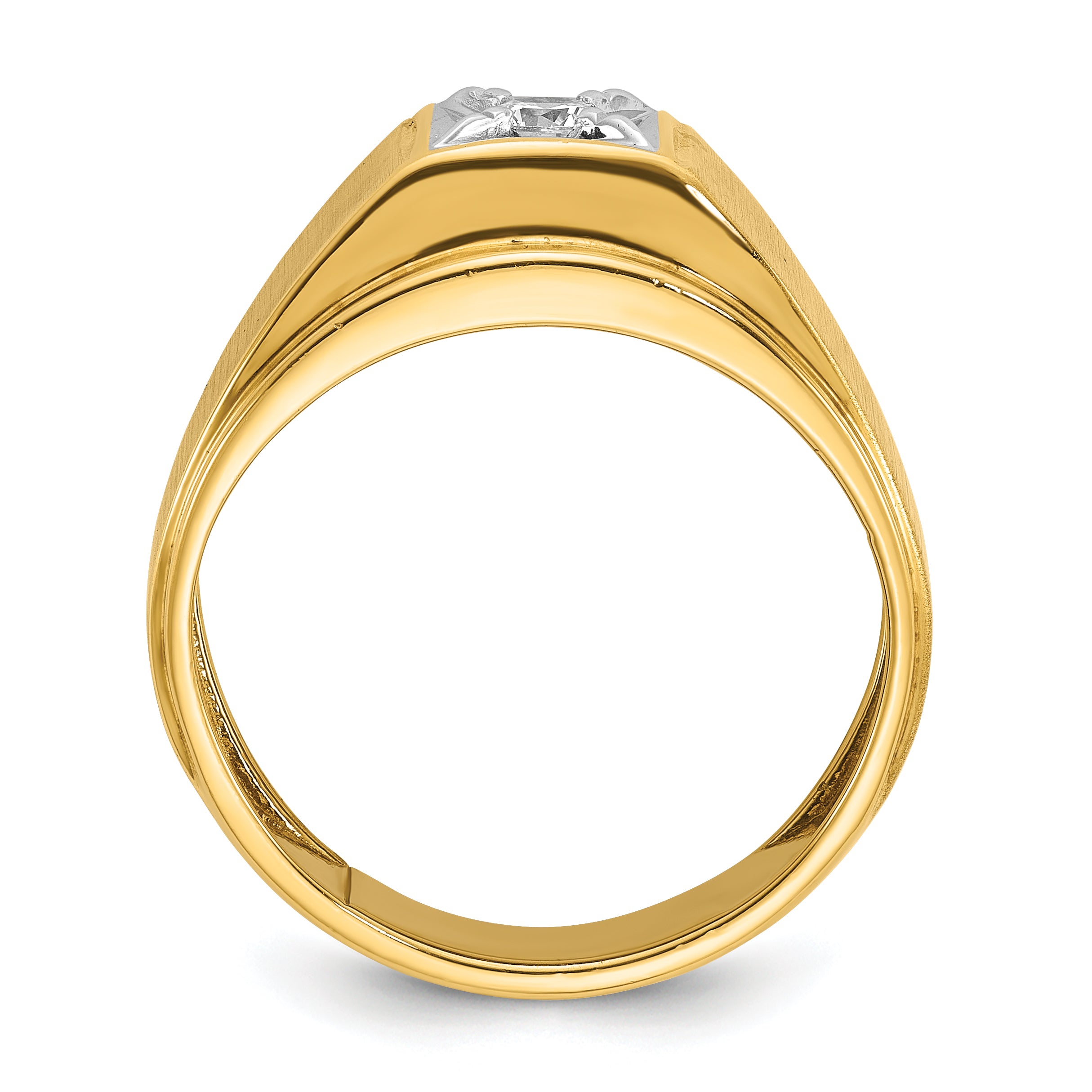10k Two-tone Men's Polished and Satin Diamond Complete Ring Secondary image