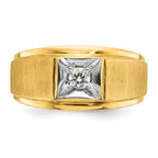 10k Two-tone Men's Polished and Satin Diamond Complete Ring