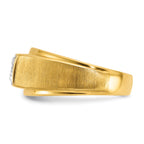 14k Two-tone Mens Polished and Satin 1/6 carat Diamond Complete Ring - Sophia Jewelers