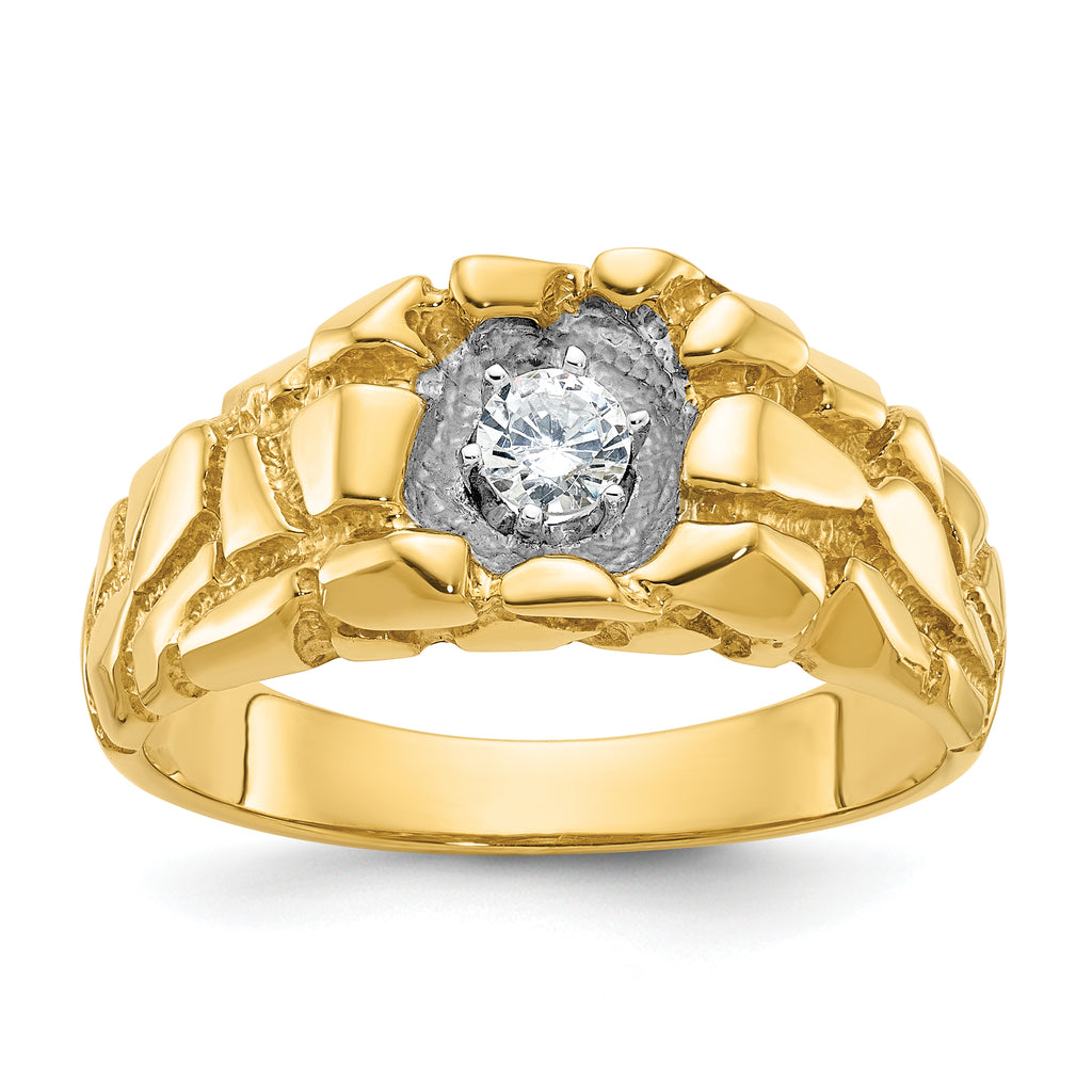 14k Mens 1/6 carat Diamond Nugget Complete Ring - Sophia Jewelers