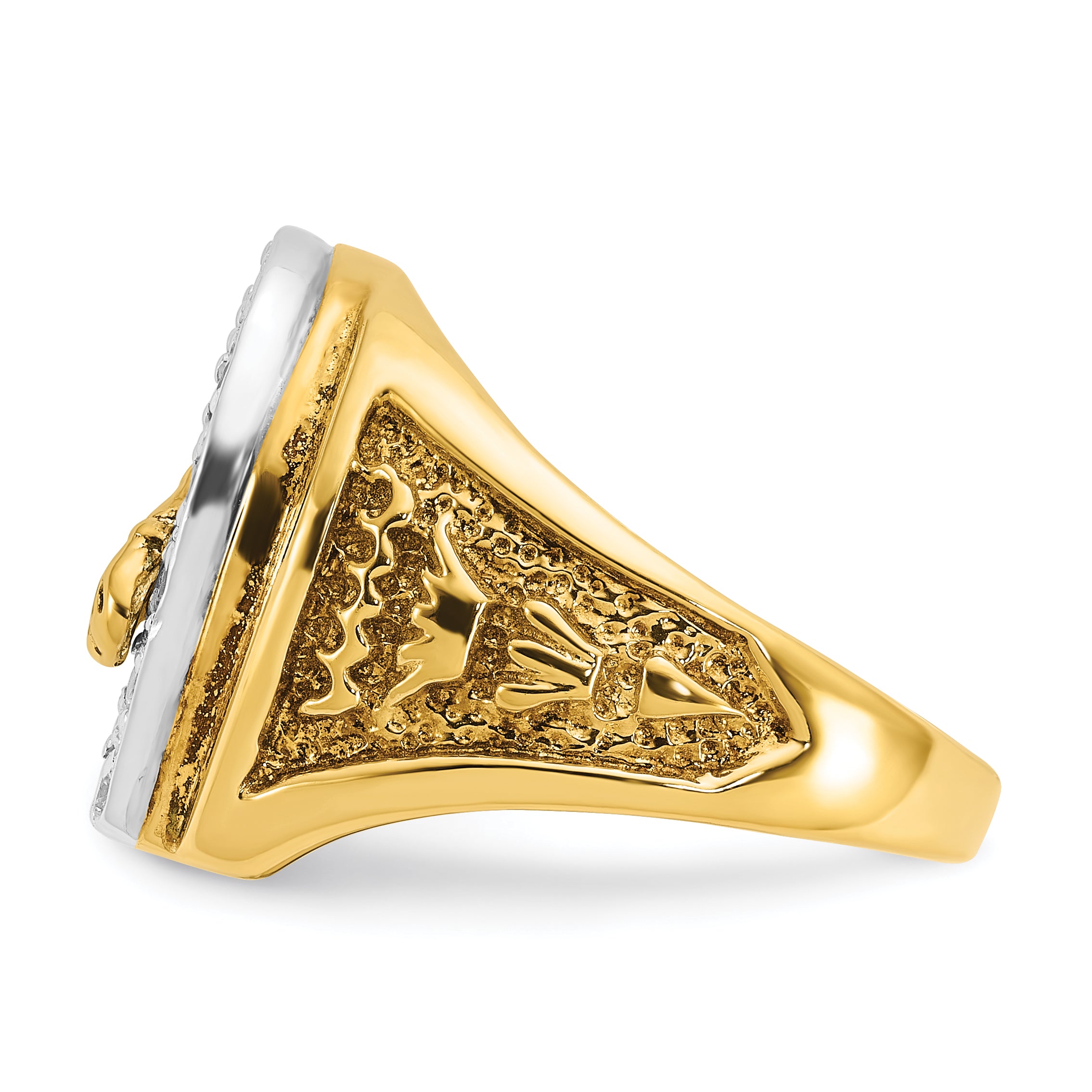 10k Two-tone Men's Horse and Horseshoe Diamond Complete Ring
