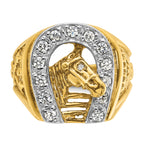 10k Two-tone Men's Horse and Horseshoe Diamond Complete Ring