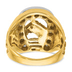 10k Two-tone Men's Horse and Horseshoe Diamond Complete Ring