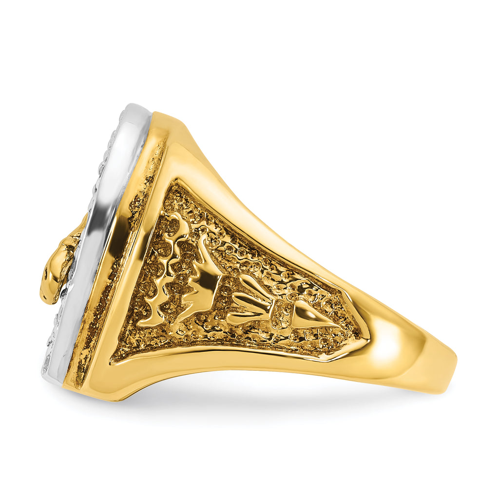 14k Two-tone Mens Horse and Horseshoe Diamond Ring Mounting, Mounting Only - Sophia Jewelers