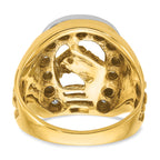 14k Two-tone Mens Horse and Horseshoe Diamond Ring Mounting, Mounting Only - Sophia Jewelers