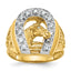 14k Two-tone Mens Horse and Horseshoe Diamond Ring Mounting, Mounting Only - Sophia Jewelers