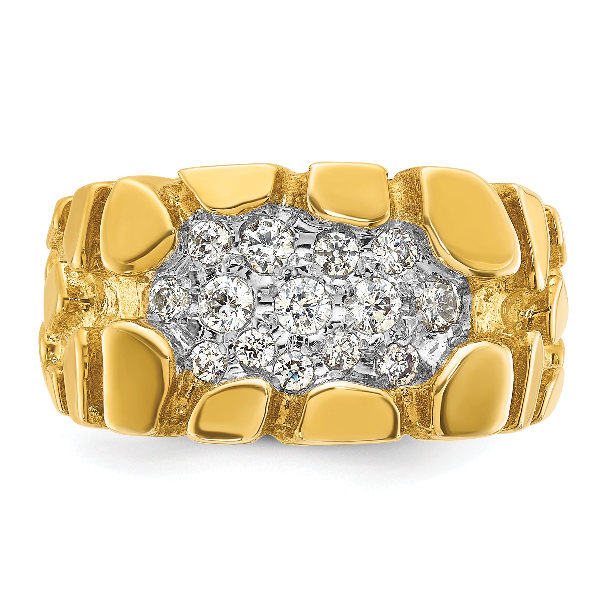 14k Mens 1/2 carat Diamond Nugget Cluster Complete Ring - Sophia Jewelers