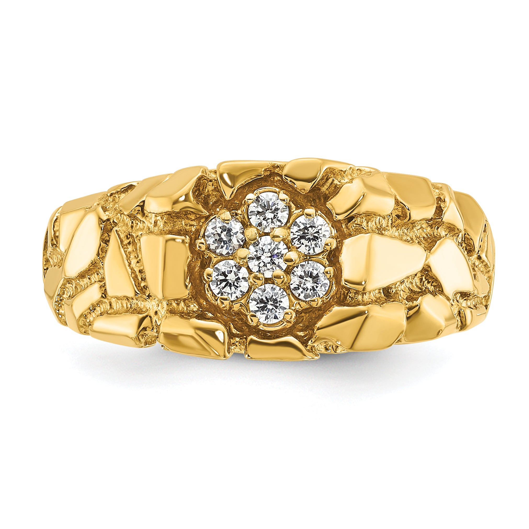 14k Mens 1/4 carat Diamond Nugget Cluster Complete Ring - Sophia Jewelers