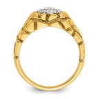 14k Two-tone Men's Polished and Nugget Textured Round 1/2 Carat AA Quality Diamond Cluster Ring - Sophia Jewelers