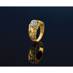 10k Two-tone Men's Polished and Nugget Textured Round 1/2 Carat A Quality Diamond Cluster Ring - Sophia Jewelers