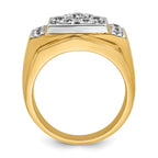 14k Two-tone Men's Polished and Satin 2 Carat AA Quality Diamond Cluster Ring