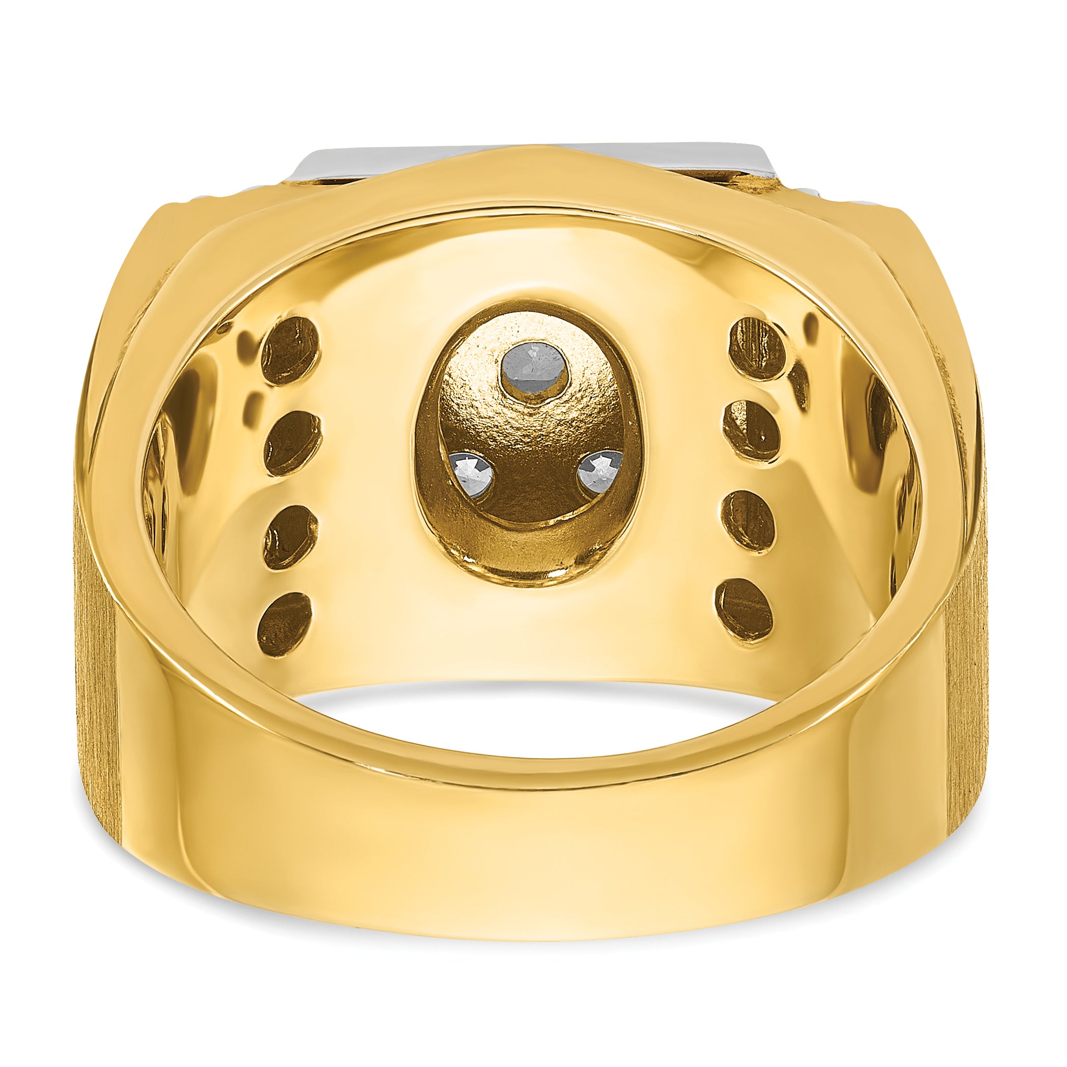 14k Two-tone Men's Polished and Satin 2 Carat AA Quality Diamond Cluster Ring