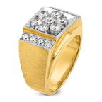 14k Two-tone Men's Polished and Satin 2 Carat AA Quality Diamond Cluster Ring