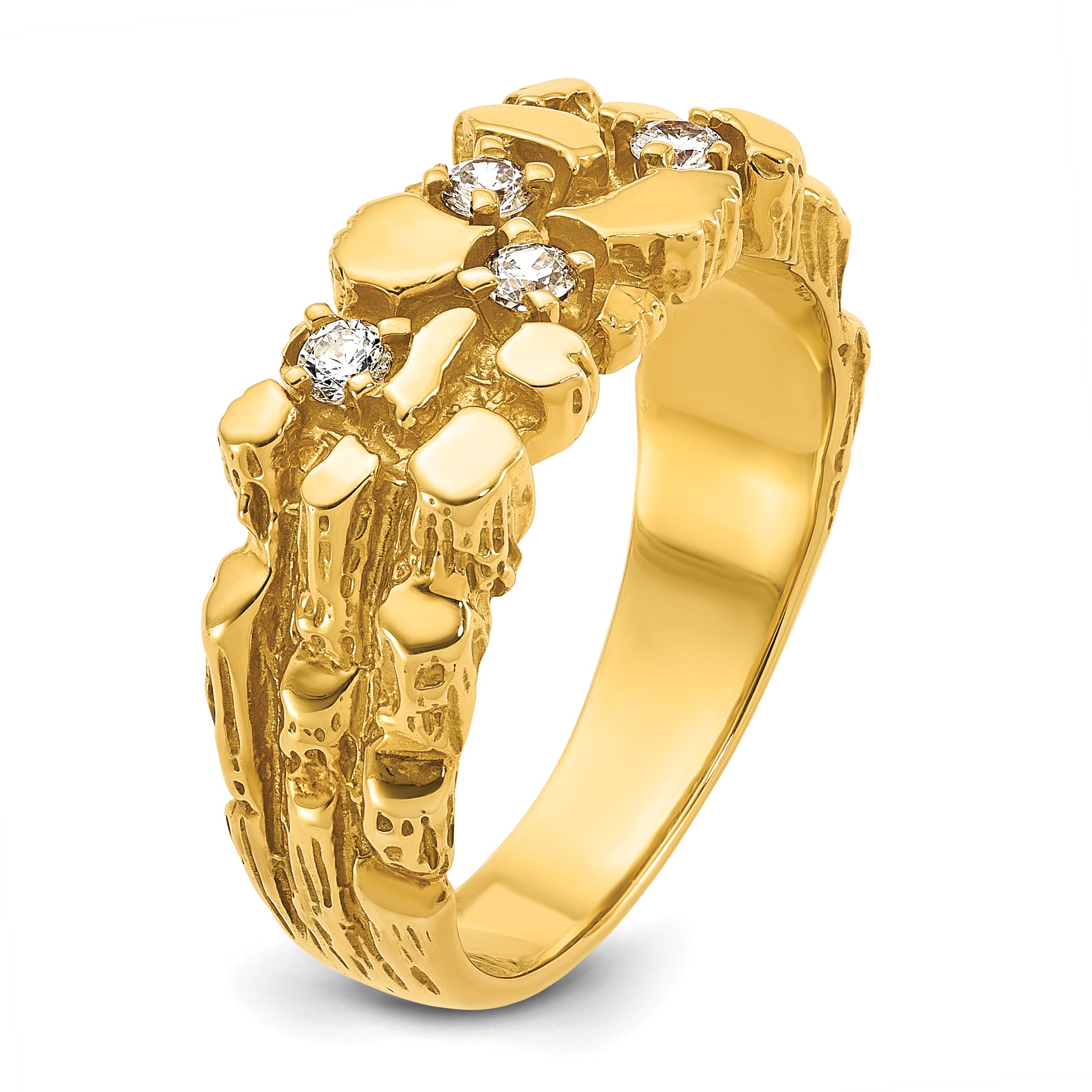 14k Mens 1/3 carat Diamond Nugget Complete Ring - Sophia Jewelers
