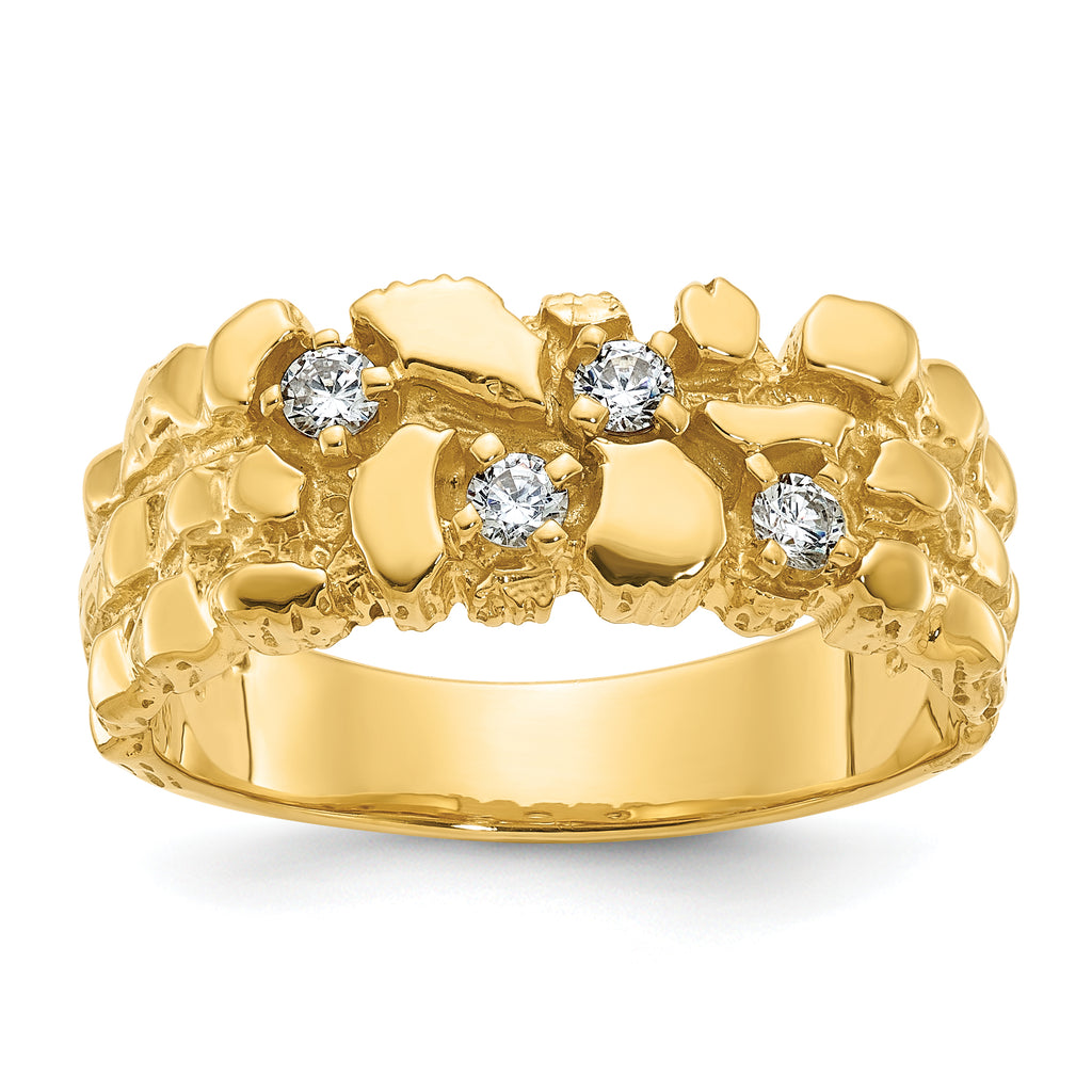 14k Mens 1/3 carat Diamond Nugget Complete Ring - Sophia Jewelers