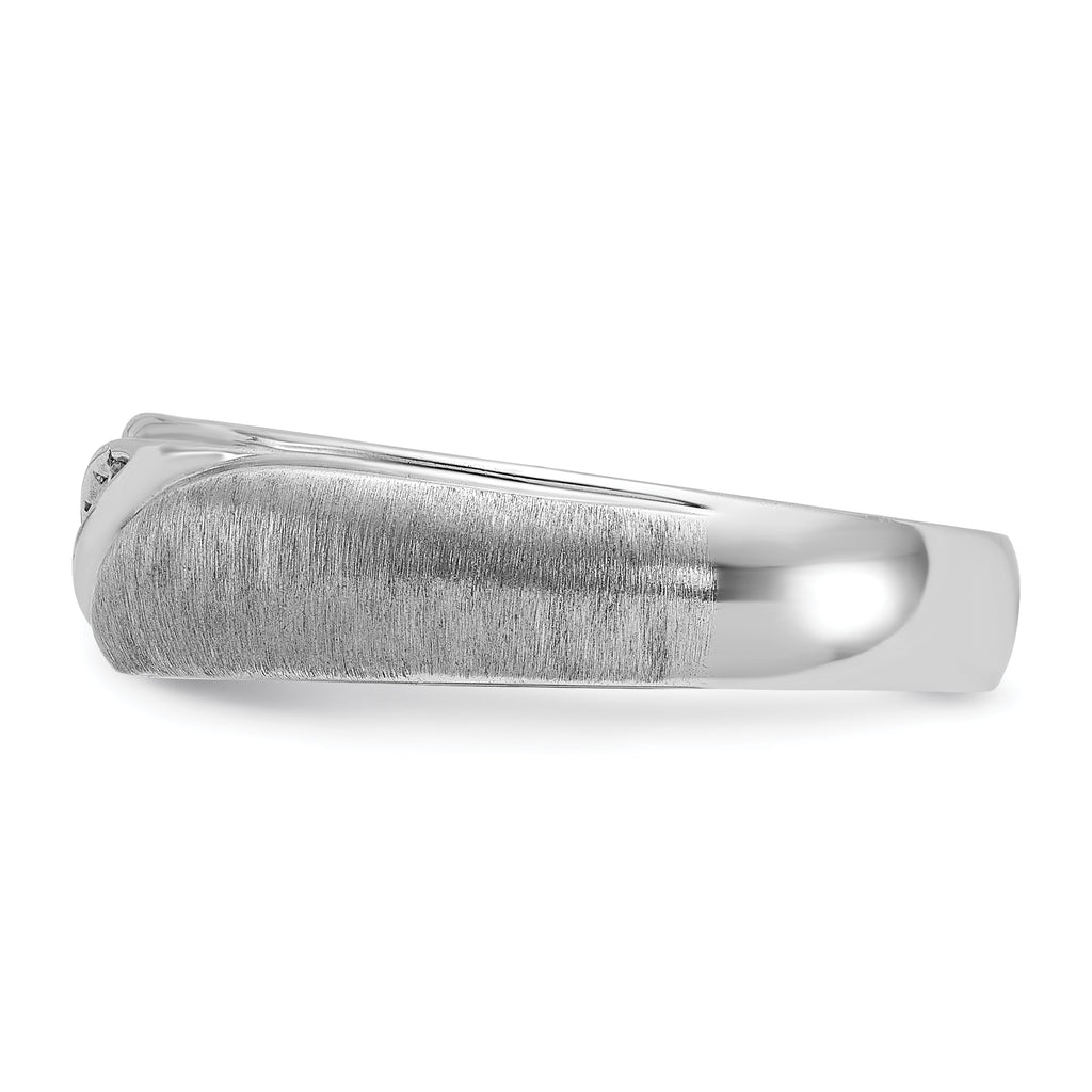 14k White Gold Men's Polished and Satin 1/15 Carat AA Quality Diamond Ring - Sophia Jewelers