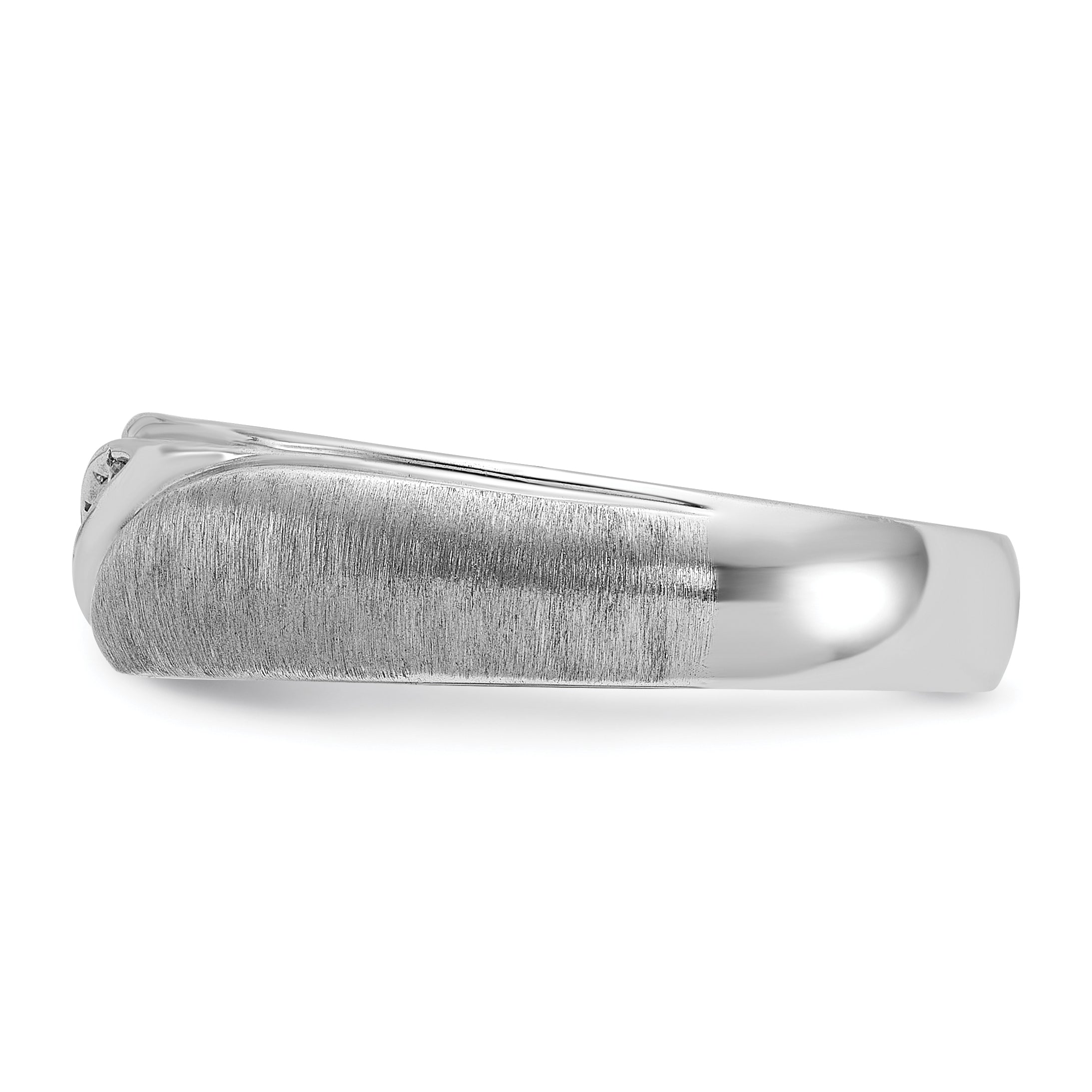 14k White Gold Men's Polished and Satin 1/15 Carat AA Quality Diamond Ring - Sophia Jewelers