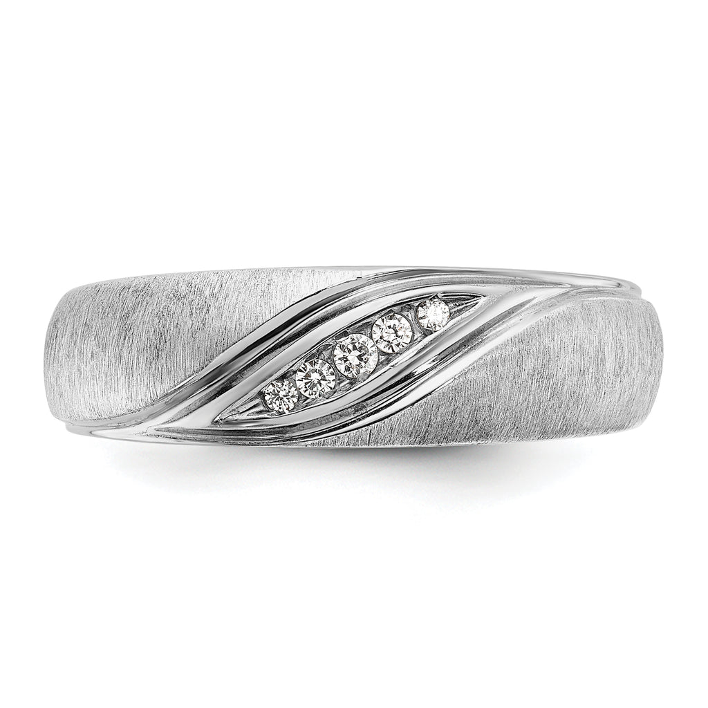 14k White Gold Polished and Satin Men's Ring Mounting, Mounting Only - Sophia Jewelers