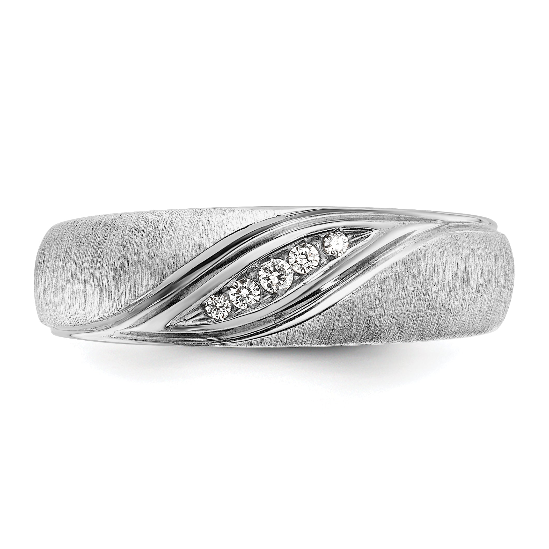 14k White Gold Polished and Satin Men's Ring Mounting, Mounting Only - Sophia Jewelers